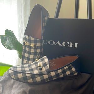 Coach gingham blue and white loafer size 9.5 womens